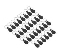 PATIKIL Kit Portachiavi in Pelle, 30 Pezzi Portachiavi Pelle PU con Rivetti e Ring Portachiavi Fai da Te per Incisione Laser Creazione Oggetti Pelle, Nero