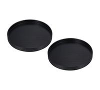 PATIKIL Legno Vassoio Vassoio 8", 2pz Rotondo Decorativo Piatto per Casa Decor Cucina Tavolo Candele Portacandele, Nero