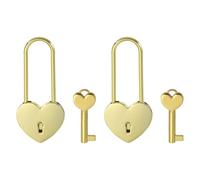 PATIKIL Lucchetto a forma di cuore da 9,9 cm, con set di 2 lucchetti a forma di cuore singolo, per coppie, per innamorati, ponte, anniversari, diari, libri, biglietti, colore oro
