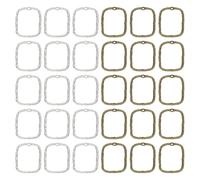 PATIKIL Lunette aperte per resina, ciondoli rettangolari con cornice cava ciondolo aperto lunetta posteriore pendente cavo per colata in resina fai da te, 34x23mm, Charm con perle finte, Non pietra
