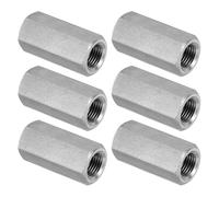 PATIKIL M10 x 1-Pitch Dado Esagonale Lungo Acciaio Inossidabile 304, 6Pz 30mm/ 1.2" L Dadi di Accoppiamento Dado a Barra Lunga Intera Connettore per Barra Filettata, Tono Argento