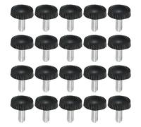 PATIKIL M4x10mm Vite a Testa Zigrinata, 20pz Manopola di Bloccaggio Tondo Serraggio Viti Manopole Bulloni Montaggio Elementi Fissaggio per Illuminazione Mobili Ferramenta Nero