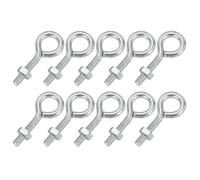 PATIKIL M4x20mm Anelli Filettati, 10 Pcs Acciaio al Carbonio Anelli Filettati Gancio con Dado per Appendere o Fissare Cavi Argento