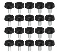 PATIKIL M5x10mm Vite a Testa Zigrinata, 20pz Manopola di Bloccaggio Tondo Serraggio Viti Manopole Bulloni Montaggio Elementi Fissaggio per Illuminazione Mobili Ferramenta Nero
