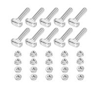 PATIKIL M6x25 Bullone A Testa Di Martello T Vite, 10 Pz Bullone A Testa Di Martello Con 10 Pz Dadi Esagonali A Bordo Per Profili In Alluminio Serie 3030 Standard Europeo