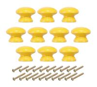 PATIKIL Manopole da 1-3/8 Pollici, 10pz Pomelli Rotondi per Cassetti e Cassettiere Maniglie Legno Pomelli per Cassetti Viti per Mobili da Cucina, Porta, Giallo