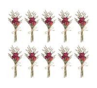 PATIKIL Mazzo di Fiori Secchi Mini, 10pz Rosa Fiore Selvatico Naturale con Stelo Decorazione Gisofila Boho Pianta Floreale per Artigianato Fai da Te Regalo Decorazione Matrimonio, Rosso