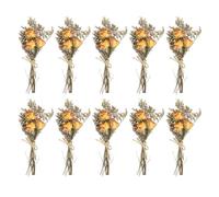 PATIKIL Mazzo di Fiori Secchi Mini, 10pz Rosa Fiore Selvatico Naturale con Stelo Gisofila Boho Pianta Floreale per Artigianato Fai da Te Regalo Matrimonio, Giallo/Rosso