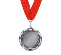 PATIKIL Medaglia Premio, Medaglia del 2° Posto con Nastro Rosso Larghezza 3 Pollici Medaglia Premio per Competizioni Riunioni Sportive Gare di Ortografia, Argento