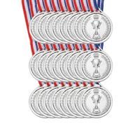 PATIKIL Medaglie d'Argento Mini da 1,5" Pz24 Plastica per Il Secondo Posto con Nastro al Collo per Giochi di Tennis da Tavolo, Competizioni Sportive e Feste