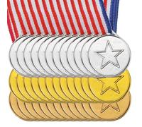 PATIKIL Medaglie d'oro, Argento e Bronzo Plastica da 1,5" Pz36 con Nastro per Vincitori 1°/2°/3°Posiziona Premi con Nastro per La Festa delle Competizioni Sportive dei Giochi