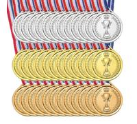 PATIKIL Medaglie d'oro, Argento e Bronzo Plastica da 1,5" Pz36, Medaglie Vincitore Plastica per Il 1°, 2° e 3° Posto con Nastro al Collo per Giochi, Competizioni Sportive e Feste