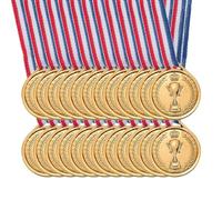 PATIKIL Medaglie Plastica da 1,5" Mini Bronze, Pz24 Medaglie Plastica per Il 3º Posto con Nastro al Collo per Giochi di Tennis da Tavolo, Competizioni Sportive, Feste