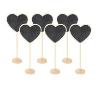 PATIKIL Mini Lavagnette, 6pz Piccola Lavagna Cavalletto Legno Forma Cuore per Etichette Alimentari, Feste, Matrimoni, Bacheche, Decorazioni per Eventi, Nero (7,2"x3")