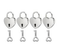 PATIKIL Mini lucchetto a forma di cuore con chiave, (2,5 x 3 cm, argento) (4 pezzi), lucchetto a forma di cuore in metallo, adatto per ponte amante, anniversario, diario, libro, borsa, portagioie
