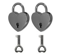 PATIKIL Mini lucchetto a forma di cuore con chiave, (2,5 x 3 cm, grigio) (2 pezzi), lucchetto a forma di cuore in metallo, adatto per ponte amante, anniversario, diario, libro, borsa, portagioie