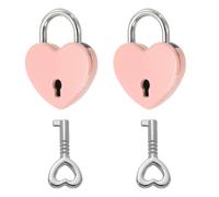 PATIKIL Mini lucchetto a forma di cuore con chiave, (2,5 x 3 cm, rosa) (2 pezzi), lucchetto a forma di cuore in metallo, adatto per ponte amante, anniversario, diario, libro, borsa, portagioie