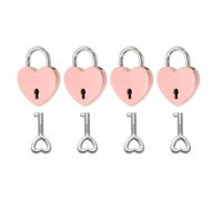 PATIKIL Mini lucchetto a forma di cuore con chiave, (2,5 x 3 cm, rosa) (4 pezzi), lucchetto a forma di cuore in metallo, adatto per ponte amante, anniversario, diario, libro, borsa, portagioie