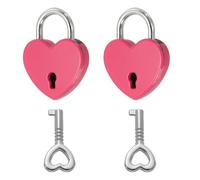 PATIKIL Mini lucchetto a forma di cuore con chiave, (2,5 x 3 cm, rosa scuro) (2 pezzi), lucchetto a forma di cuore in metallo, adatto per ponte amante, anniversario, diario, libro, borsa, portagioie