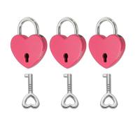 PATIKIL Mini lucchetto a forma di cuore con chiave, (2,5 x 3 cm, rosa scuro) (3 pezzi), lucchetto a forma di cuore in metallo, adatto per ponte amante, anniversario, diario, libro, borsa, portagioie