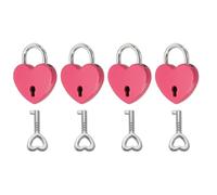 PATIKIL Mini lucchetto a forma di cuore con chiave, (2,5 x 3 cm, rosa scuro) (4 pezzi), lucchetto a forma di cuore in metallo, adatto per ponte amante, anniversario, diario, libro, borsa, portagioie