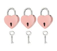 PATIKIL Mini lucchetto a forma di cuore con chiave, (3 x 3,8 cm, rosa) (3 pezzi), lucchetto a forma di cuore in metallo, adatto per ponte amante, anniversario, diario, libro, borsa, portagioie