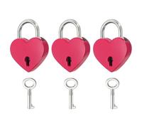PATIKIL Mini lucchetto a forma di cuore con chiave, (3 x 3,8 cm, rosa scuro) (3 pezzi), lucchetto a forma di cuore in metallo, adatto per ponte amante, anniversario, diario, libro, borsa, portagioie