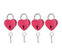 PATIKIL Mini lucchetto a forma di cuore con chiave, (3 x 3,8 cm, rosa scuro) (4 pezzi), lucchetto a forma di cuore in metallo, adatto per ponte amante, anniversario, diario, libro, borsa, portagioie