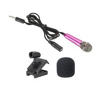 PATIKIL Mini Microfono Portatile Vocale Microfono Rosa Rosso per Voce Registrazione e Canto con Mic Stand e Copertura 1pz