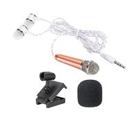 PATIKIL Mini Microfono Portatile Vocale Microfono Rose Oro per Voce Registrazione e Canto con Auricolare, Microfono Stand e Copertura 1pz