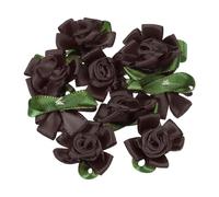 PATIKIL Mini Rose di Nastro di Raso, 30 Pezzi Piccole Roselline di Stoffa con Foglie Verdi per Progetti di Artigianato, Decorazioni, Applicazioni, Caffè