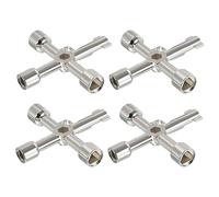 PATIKIL Multifunzione Universale Croce Chiave, 4pz Zinco Lega 4 Via Gas Acqua Metri Chiave pinze per Elettrico Elettrico Armadietto Valvola, Argento