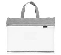 PATIKIL Nylon Documenti Borsa con Maniglia Rete Trasparente Borsetta Carta Fascicoli Astuccio per Ufficio Grigio