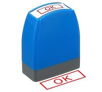 PATIKIL OK Timbro Autoinchiostrante, Rosso Inchiostro Ufficio Pre Inchiostrato Messaggio Ricaricabile Affari Stile 1, Blu