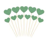 PATIKIL Ornamento per Cupcake a Forma di Cuore, 50Pz per Cupcake a Forma di Cuore Decorazioni per Torte di Compleanno per Matrimoni, Fidanzamenti, Feste Nuziali, Verde Erba