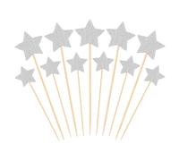 PATIKIL Ornamento per Cupcake a Forma di Stellina, 50Pz Decorazioni per Torte di Compleanno, per Matrimonio, Fidanzamento, Addio Al Nubilato, Forniture per Feste, Argento