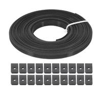 PATIKIL Ossa per Cucire, 15 Iarde 8mm Ampio Poliestere Cuci-Attraverso Stecche per Corsetti Corsetto Stecca con 60Pz Cappucci Terminali per Corsetto Abito Sposa Cappello Fai da Te, Nero