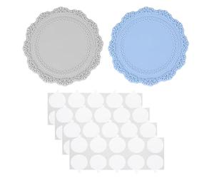 PATIKIL Pad in Silicone per Sigillo Cera, 2Pz Tamponi per Sigillo Cera con 40 Punti Adesivi Bifacciali, Piastra Supporto per Timbro, Ceralacca Fai da Te, Artigianato, Blu Grigio