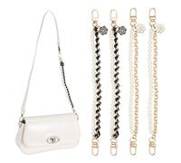 PATIKIL Pearl Bag Extender Chain, 4Pcs Flower Purse Strap Extenders Catena Per Borse Materiali Per Creare Borse Per Sostituzione Borsa A Spalla Portafogli Decorazione Scarpe, Nero/Bianco