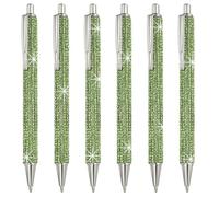 PATIKIL Penna A Sfera Con Cristalli, 6 Pezzi Penne Cristallo Diamantate Inchiostro Nero Punta 1.0mm Eleganti Per Donne Regalo Ufficio Appunti Diario, Verde