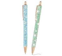 PATIKIL Penna A Sfera Con Glitter, 2Pcs Penna Elegante Con Glitter A Pressione metallo Per Scrivere Journaling Inchiostro Nero Per Donne Ragazze Ufficio Compleanno, Blu Verde