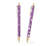 PATIKIL Penna A Sfera Con Glitter, 2Pcs Penna Elegante Con Glitter A Sfera Retrattile A Pressione In Metallo Per Scrivere E Tenere Un Diario Con Inchiostro Nero Per Donne Ragazze, Viola