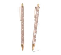 PATIKIL Penna A Sfera Con Glitter, 2Pcs Penne Eleganti Con Glitter A Scatto Con Pressa In Metallo Per Scrivere Inchiostro Nero Per Donne Ragazze Ufficio Compleanno, Rose Gold