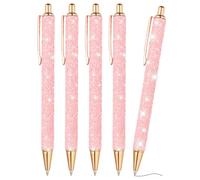 PATIKIL Penna A Sfera Con Glitter, 5Pcs Penne Eleganti Con Paillettes E Glitter Ak Press Metalliche Per Scrivere E Journaling Inchiostro Nero Per Donne Ragazze, Rosa
