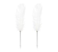 PATIKIL Penna a Sfera con Piuma, 2pz 0,5mm Piuma Morbida Vintage Penna d'Inchiostro Penna d'Oca Placcata Raffinata per Calligrafia Firma Regalo per Ospiti Matrimonio, Bianco