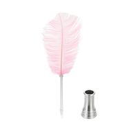 PATIKIL Penna a Sfera con Piuma, Penna a Stilografica Vintage Fluffy 0,5mm, Penna a Stilografica Placcata Raffinata con Supporto per Calligrafia Firma Regalo per Matrimonio Ospite, Rosa