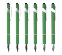 PATIKIL Penna a sfera con punta stilo, 6 pezzi, penna in metallo 2 in 1, inchiostro nero, punta media da 1,0 mm, per touch screen stile 3, verde