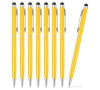 PATIKIL Penna a Sfera con Punta Stilo, 8Pezzi 2 in 1 Sottile Metallo Inchiostro Nero 1.0mm Punto Medio Stilo Pen per Schermi Touch Scrivania Ufficio, Giallo