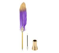PATIKIL Penna a Sfera di Piuma Vintage Raffinata in molti per Firma Viola | con Supporto per Penna Dorato, degli Ospiti Matrimonio Ufficio Scrittura, Penna di Piuma