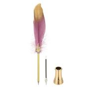 PATIKIL Penna a Sfera di Piuma Vintage Raffinata in molti Viola Scuro | con Supporto per Penna Dorato, per Firma degli Ospiti Matrimonio Ufficio Scrittura, Penna di Piuma